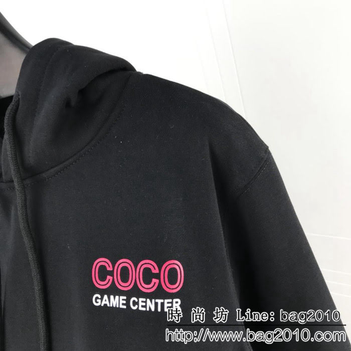 CHANEL香奈兒 CoCo game center 限定帽衫 後背發泡顆粒3D粉LOGO 螺紋抓絨面料 男女同款 ydi2254